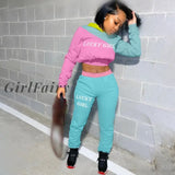 Girlfairy Sporty 2 Piece Set Hoodies And Sweatpants Fall Winter Clothes Women Two Outfits Casual