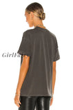 Girlfairy Spring Summer Women Tee Sun Moon Casual Oversized Loose Short Sleeve Tshirt Streetwear Top