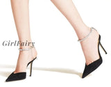 Girlfairy Star style Luxury Rhinestones Chains Women Pumps Elegant High heels Summer Ankle Strap Party shoes Fashion Wedding Prom Shoes