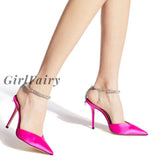 Girlfairy Star Style Luxury Rhinestones Chains Women Pumps Elegant High Heels Summer Ankle Strap