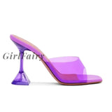 Girlfairy Star Style Transparent Pvc Crystal Clear Heeled Women Slippers Fashion High Heels Female