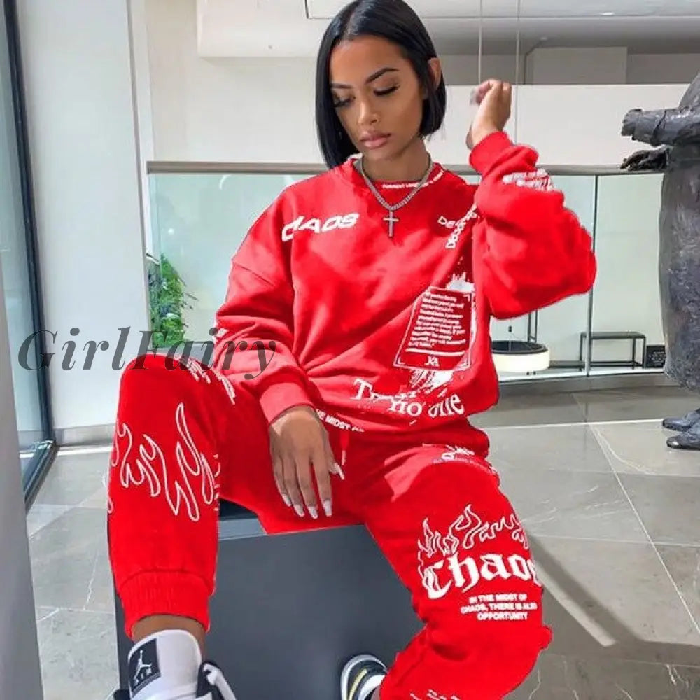  Two Piece Outfits For Women Sexy Sweatsuits Sets Summer  Jogging Suit Matching Athletic Clothing Fashion Tracksuit Red XL