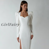 Girlfairy Summer Dress White Bodycon Women Midi Party New Arrivals Celebrity Evening Club