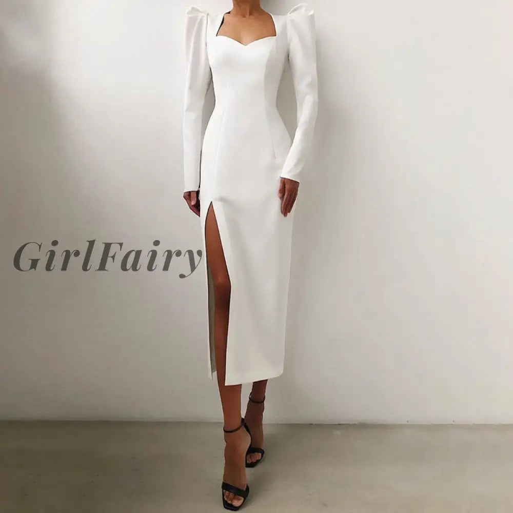 Girlfairy Summer Dress White Bodycon Women Midi Party New Arrivals Celebrity Evening Club