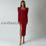 Girlfairy Summer Dress White Bodycon Women Midi Party New Arrivals Celebrity Evening Club Red / Xs