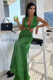 Girlfairy Summer Dress Women Sexy Party Maxi Bodycon Green Celebrity Prom Evening