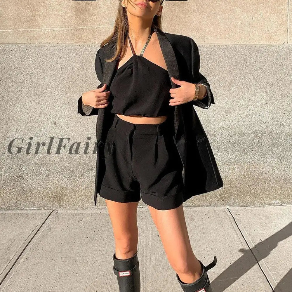 Girlfairy Summer Fashion Chic Halter Crop Tops For Women Backless Top Streetwear Party Club Black /