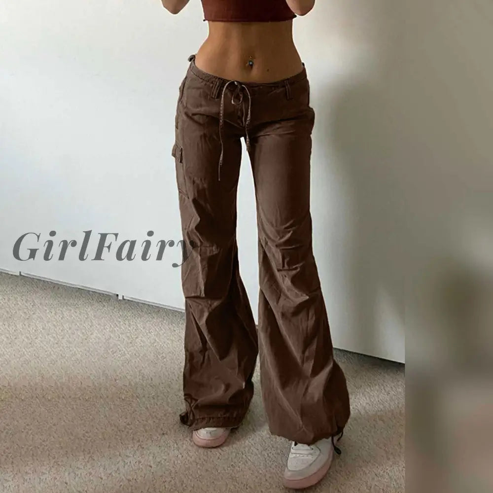 Girlfairy Summer Fashion New Spice Girls Workwear Straight Trousers Retro Drawstring Plus Size