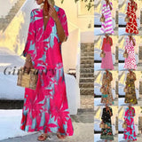 Girlfairy Summer Long Dress 2023 Elegant Robe Party Short Sleeve Dresses Women Casual Sundress