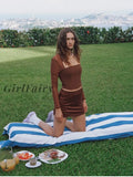 Girlfairy Summer Mesh Corset Top Sexy See Through Long Sleeve Brown Blouses Autumn Women Shirt For