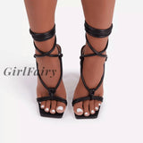 Girlfairy Summer Shoes Ankle Strap Women Sandals Ladies Thin High Heels Female Gladiator 2023 Sexy
