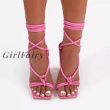 Girlfairy Summer Shoes Ankle Strap Women Sandals Ladies Thin High Heels Female Gladiator 2023 Sexy