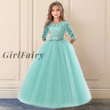 Girlfairy Vintage Flower Girls Dress For Wedding Evening Children Princess Party Pageant Long Gown