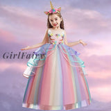 Girlfairy Vintage Flower Girls Dress For Wedding Evening Children Princess Party Pageant Long Gown