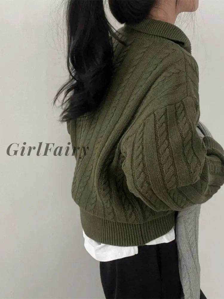 Girlfairy Women Autumn New Solid Color Sweater 2023 Half High Collar Knit Pullover Baggy Long Sleeve
