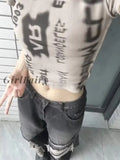Girlfairy Women Baddie Grunge Gyaru Harajuku Fashion Ripped Denim Pants Baggy Jean Long Trousers Y2K