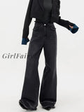 Girlfairy Women Baggy Harajuku Y2K Jeans Gothic Denim Wide Leg Pants Long Trousers Streetwear Korean
