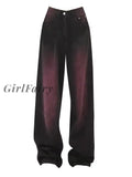 Girlfairy Women Jeans Vintage Wide Leg High Waist Baggy Purple Jean Pants Y2k Streetwear Harajuku Loose Cowboy Denim Trousers Female 2023