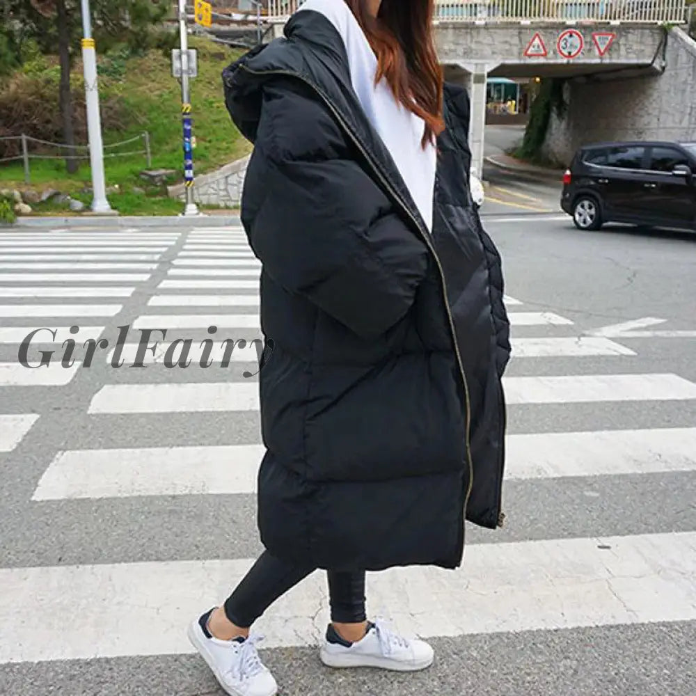 Girlfairy Women Parka Warm Autumn Winter Jacket Thick Long Down Cotton Coat Female Loose Oversize