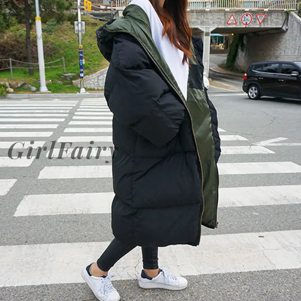 Girlfairy Women Parka Warm Autumn Winter Jacket Thick Long Down Cotton Coat Female Loose Oversize