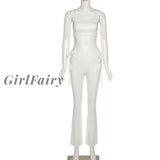 Girlfairy Women Sexy Corset Tank Top + High Waist Hollow Out Bandage Lace Up Pants Outfits Two Piece