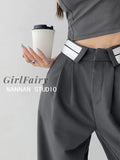 Girlfairy Women Trousers 2023 Korean Fashion Spring Summer High Waist Loose Wide Leg Pants Y2k Female Pleated Straight Baggy Streetwear