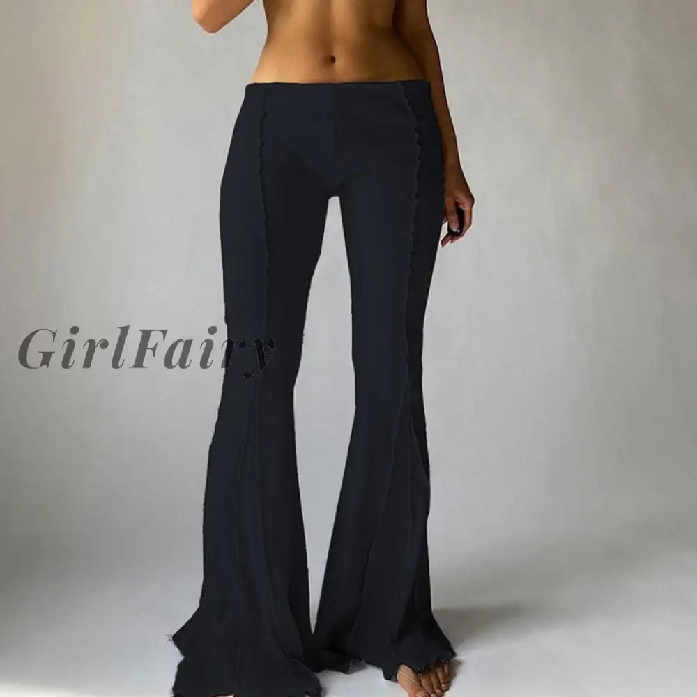 Girlfairy Street Fashion Black Straight Long Pants Women Clothing