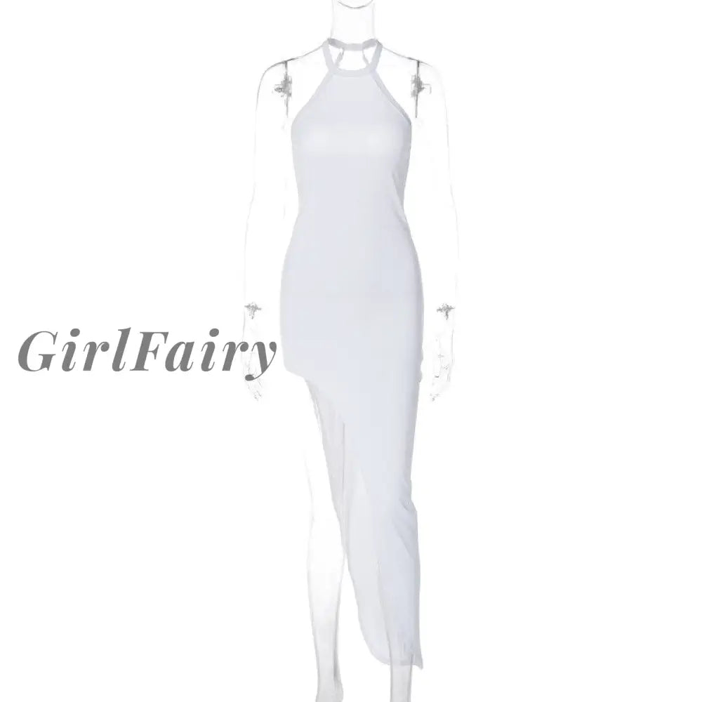 Girlfairy Womens Clothes 2023 Fashion Sexy Backless Slim Side Slit Sleeveless Dress Party Club Wear