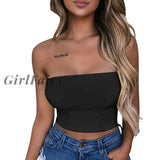 Girlfairy Women's Sexy Crop Top Sleeveless Stretchy Solid Strapless Tube Top