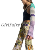 Girlfairy Womens Spring Autumn Casual Long Sleeve Cardigan Fashion Contrast Color Short Style