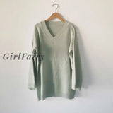 Girlfairy Yitimoky Sweater Women Black White Pullovers Korean Style 2023 New Autumn Winter Loose