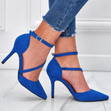 Girlfairy Women Strappy Stiletto Ankle Strap Heeled Pumps