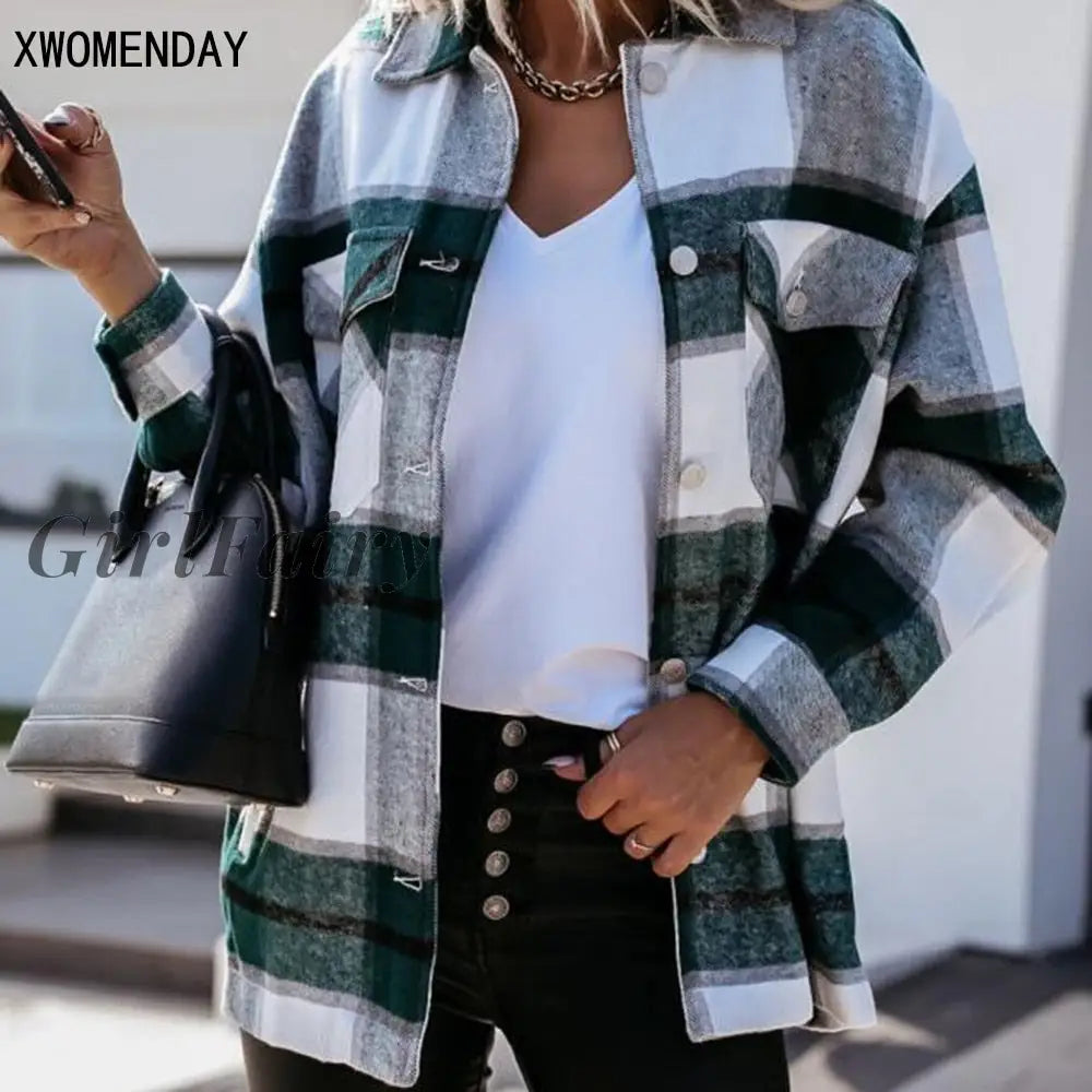 Shirts For Women Plaid Long Sleeve Button Up Shirt Collared Tops And Blouse Autumn Spring Fashion