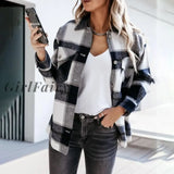 Shirts For Women Plaid Long Sleeve Button Up Shirt Collared Tops And Blouse Autumn Spring Fashion