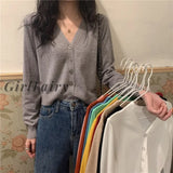 Soft Knitted Sweaters Cardigan Women Loose Casual Long Sleeve Button Up Harajuku Female Button Knitwear Pullovers
