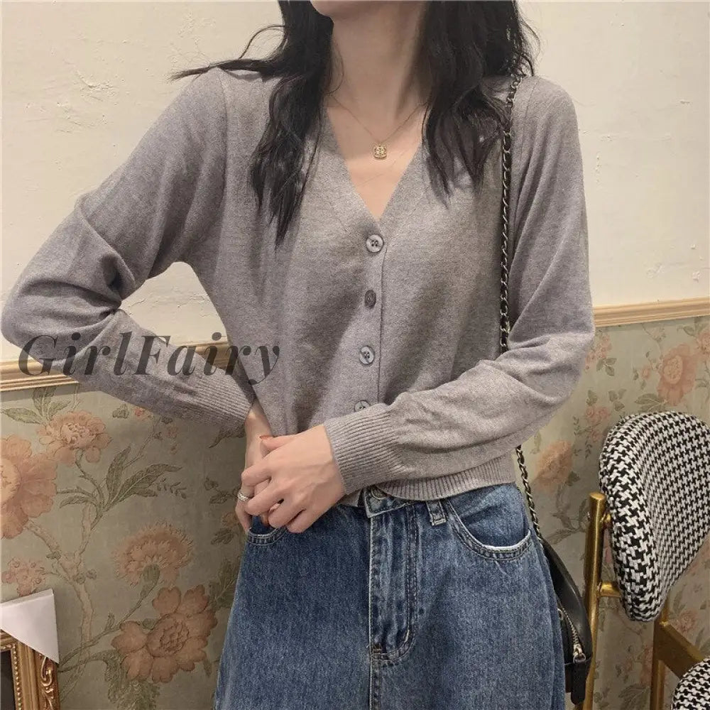 Soft Knitted Sweaters Cardigan Women Loose Casual Long Sleeve Button Up Harajuku Female Knitwear