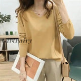 Soft Knitted Women Sweater Solid V-Neck Long Sleeve Spring Autumn Cashmere Vintage Female Tops