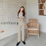 Spring And Autumn Womens Office Suit V-Neck Green Two-Piece Sets Female Blazer Girly Elegant