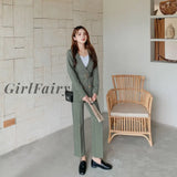 Spring And Autumn Womens Office Suit V-Neck Green Two-Piece Sets Female Blazer Girly Elegant