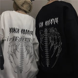 Spring Streetwear Black Tops Girls White Gothic Oversized Hoodie Womens Hip-Hop Cool Couple High
