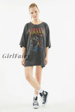 Spring Summer Girls Loose Cotton T-Shirt Cartoon Letter Printing Casual O-Neck Simple Tees Tops New