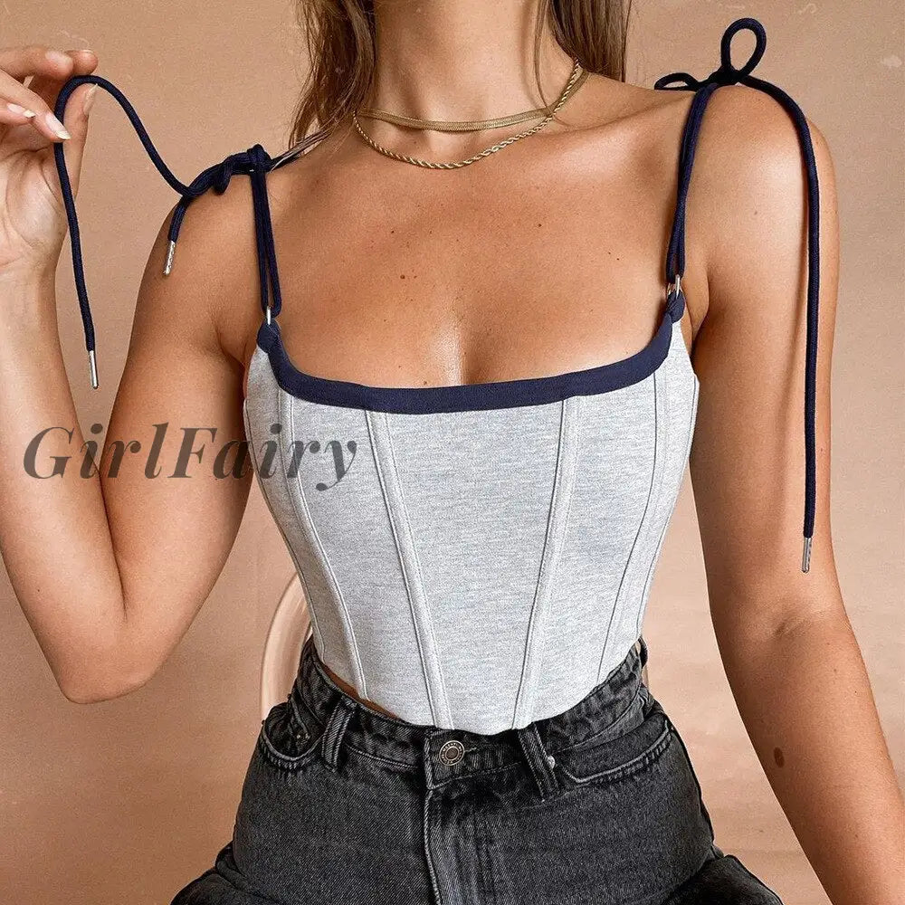 Summer Crop Top Women New Arrivals White Bodycon Sexy V Neck Spaghetti Strap For Party Nightclub