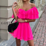 Summer Dress Women Ruffle Bodycon New Arrivals Off The Shoulder Party Sexy Mini Celebrity Evening