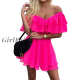 Summer Dress Women Ruffle Bodycon New Arrivals Off The Shoulder Party Sexy Mini Celebrity Evening