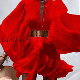 Summer Dress Women Sexy Dresses Party Night Club New Arrivals Ruffle Bodycon Celebrity Evening Red /