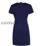 Summer Mini Dress Short Sleeve A-Line For Women Turn-Down Collar Casual Fashion Ladies Clothes Robe