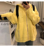Thicken Solid Oversized Sweater Hooded Coat Korean Pockets Long Sleeve Jacket Autumn Winter Knitted