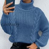 Turtleneck Knitted Sweater Women New Pullovers Chic Sweetshirts For Basic Soft Top Oversized Jumper