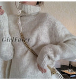 Turtleneck Sweater Women Korean Top Fashion Pullovers Batwing Sleeve Plus Size Winter Clothes Knit S