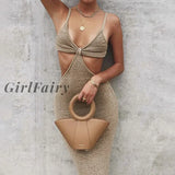 Vacation Knitted Maxi Dresses For Women Summer Elegant Sexy Party Cut Out Backless Bodycon Dress